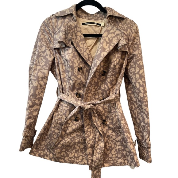 ANTHRO • Daughters of the liberation tan cheetah trench jacket SIZE 0 - Picture 2 of 6